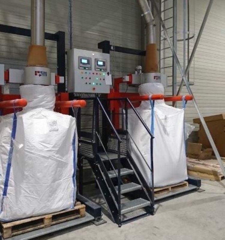 remplissage et pesage de bigbags de PET, rPET et PEHD