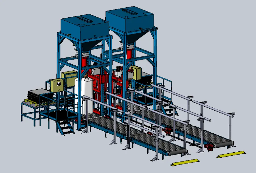 Maquette Solidworks de double ligne de remplissage de big bags pour Terrial